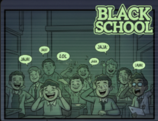 Clase riendo con logo Black School